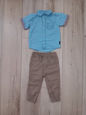 🔥4 for $20🔥Ben Sherman Button Shirt Pants Plaid Blue Khaki 18M